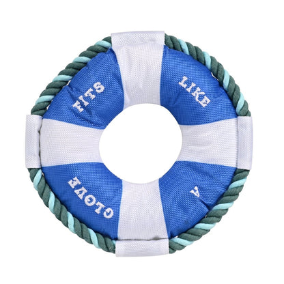 Body Glove Life Ring Dog Toy | Durable Nylon & Rope Squeaker Ring for Fetch, Tug & Chew