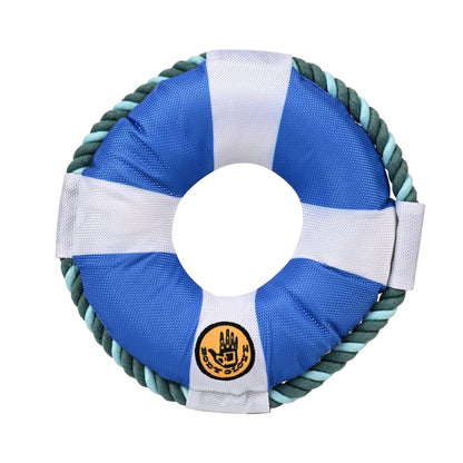 Body Glove Life Ring Dog Toy | Durable Nylon & Rope Squeaker Ring for Fetch, Tug & Chew