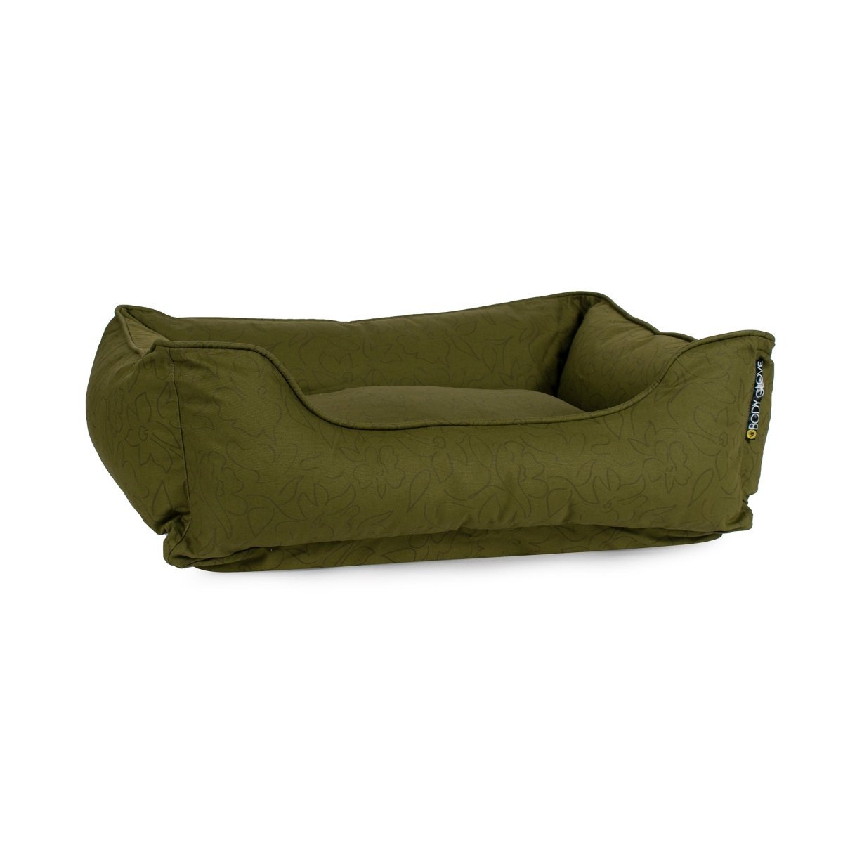 Body Glove Paintflower Kuddler Pet Bed | Water-Resistant Canvas Dog Bed with Recycled Fill & Bolster Pillows