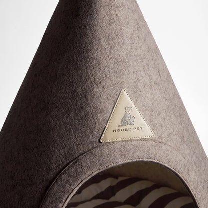 Nooee Pet Cave – Brown Modern Cone-Shaped Pet Bed with Machine-Washable Cushion, Collapsible Travel-Friendly Design, Available in 4 Sizes (Fits Pets Up to 55 lbs)