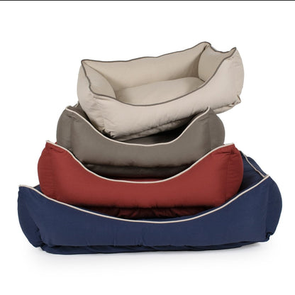 Canvas Kuddle Lounge Dog Bed | Cotton Canvas Bolster Bed with Recycled Fill & Washable Zippered Cover