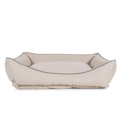 Canvas Kuddle Lounge Dog Bed | Cotton Canvas Bolster Bed with Recycled Fill & Washable Zippered Cover
