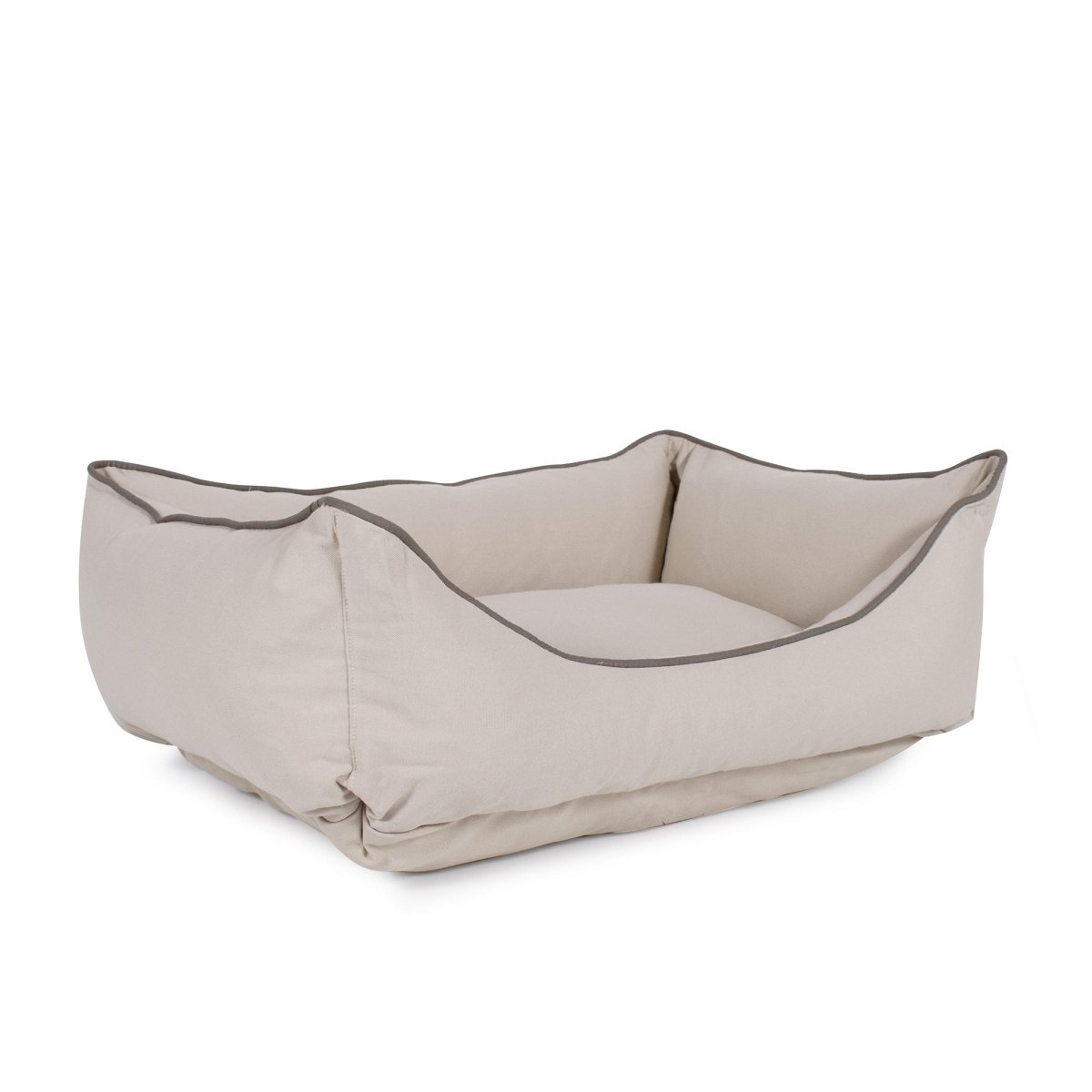Canvas Kuddle Lounge Dog Bed | Cotton Canvas Bolster Bed with Recycled Fill & Washable Zippered Cover