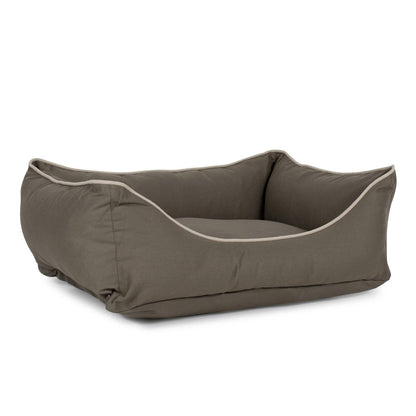 Canvas Kuddle Lounge Dog Bed | Cotton Canvas Bolster Bed with Recycled Fill & Washable Zippered Cover