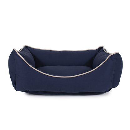 Canvas Kuddle Lounge Dog Bed | Cotton Canvas Bolster Bed with Recycled Fill & Washable Zippered Cover