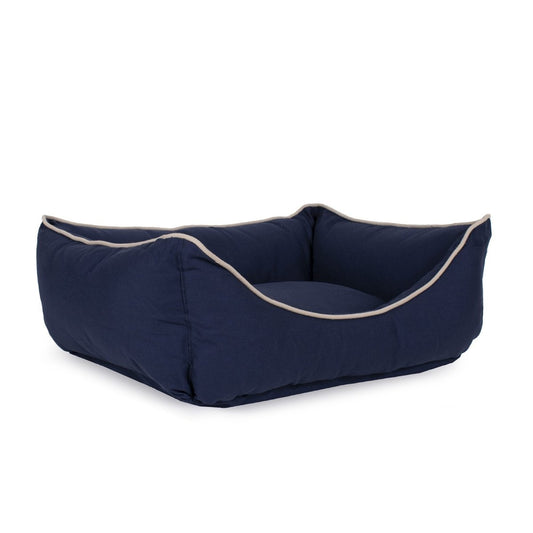 Canvas Kuddle Lounge Dog Bed | Cotton Canvas Bolster Bed with Recycled Fill & Washable Zippered Cover