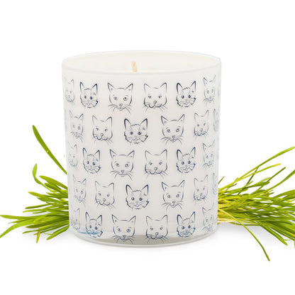 Cat Heads Jar Candle – Rolling in Grass Scent | 12oz Odor-Neutralizing Soy Wax Candle (Made in USA)