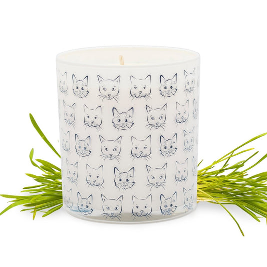 Cat Heads Jar Candle – Rolling in Grass Scent | 12oz Odor-Neutralizing Soy Wax Candle (Made in USA)