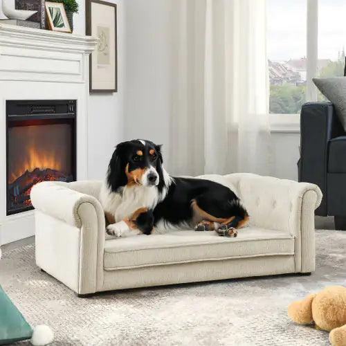 Chic Large Dog Sofa Bed – Modern Beige