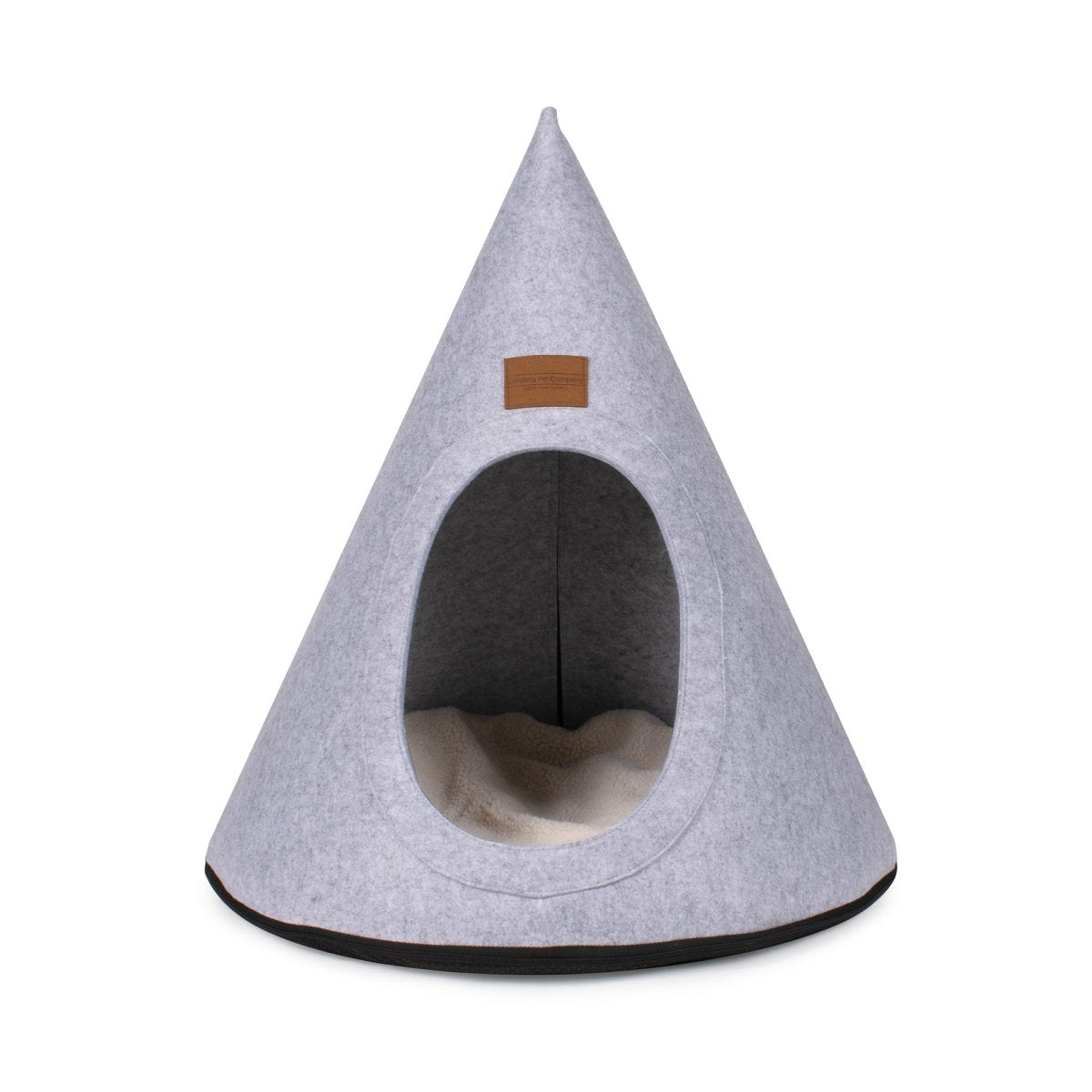 Comfort Cave Felt Pet Bed | Cozy Foldable Hideaway with Sherpa Pad & Non-Slip Base for Cats & Small Dogs