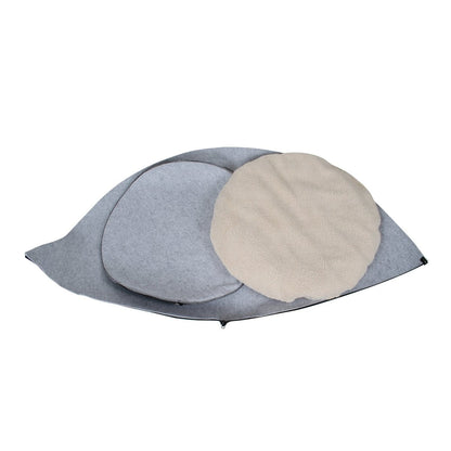 Comfort Cave Felt Pet Bed | Cozy Foldable Hideaway with Sherpa Pad & Non-Slip Base for Cats & Small Dogs