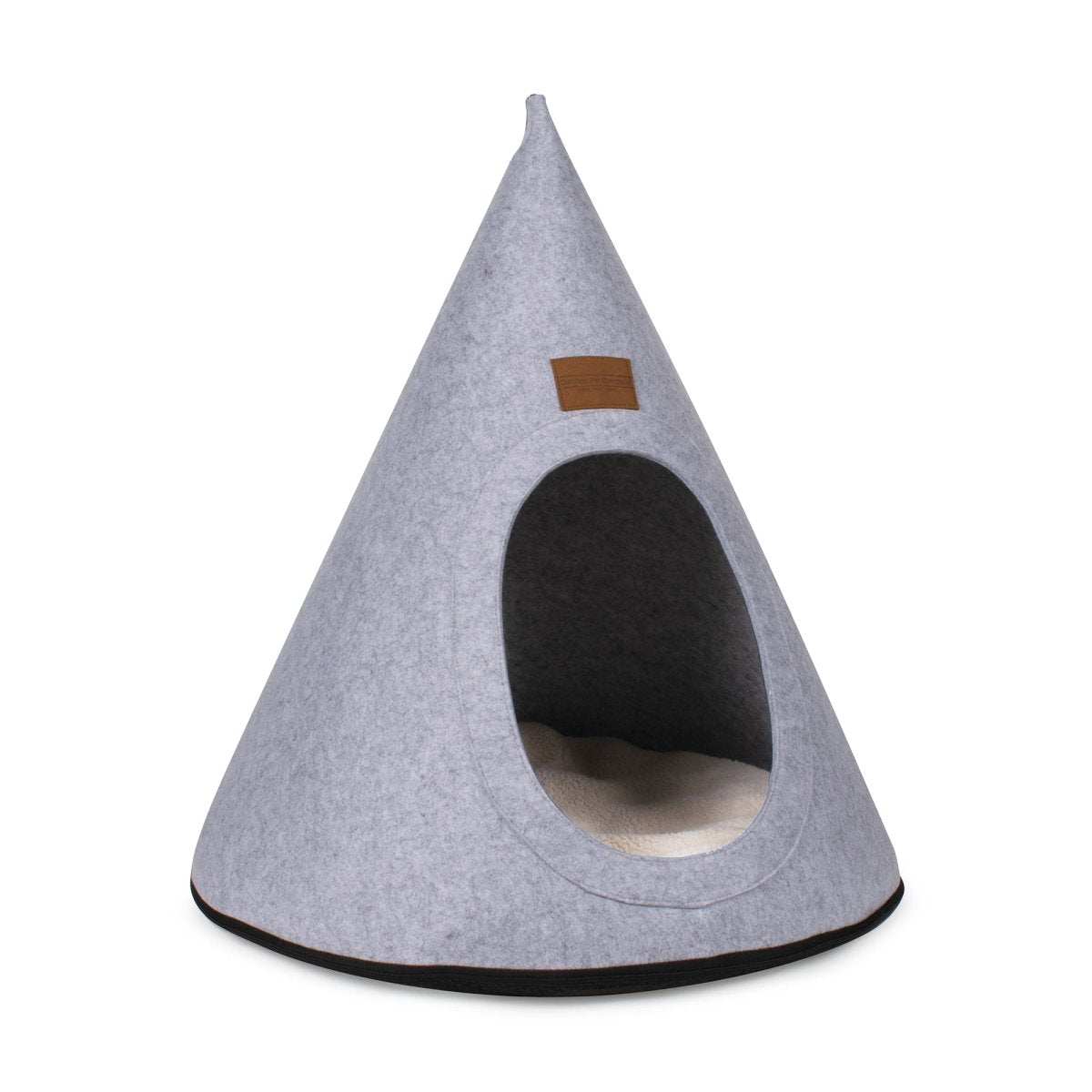 Comfort Cave Felt Pet Bed | Cozy Foldable Hideaway with Sherpa Pad & Non-Slip Base for Cats & Small Dogs