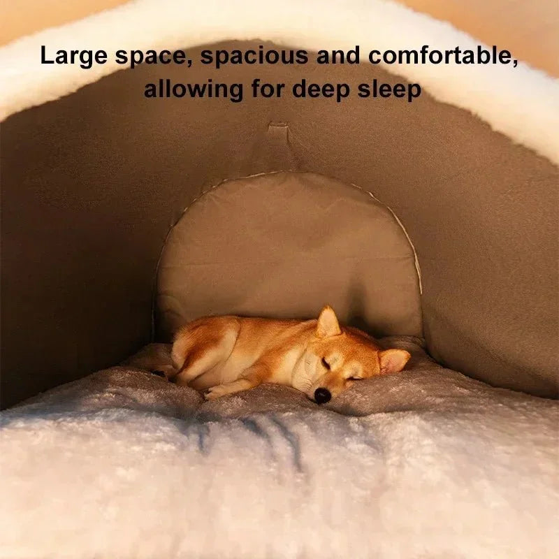 Winter Nest Pet Cave Haven | Cozy Anti-Anxiety Pet Bed with 360° Warmth