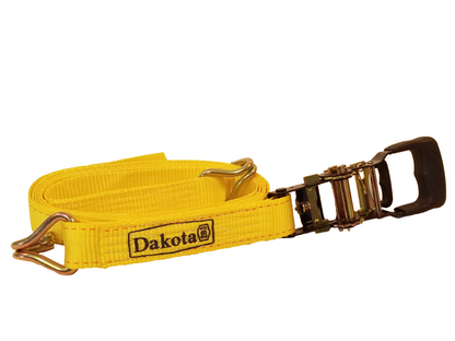 Dakota 283 Ratchet Strap – 10 Ft Nylon Tie-Down with Steel Frame & Hooks, Rubber Handles, 2000 lb Capacity, Fits Dog Kennels & Crates