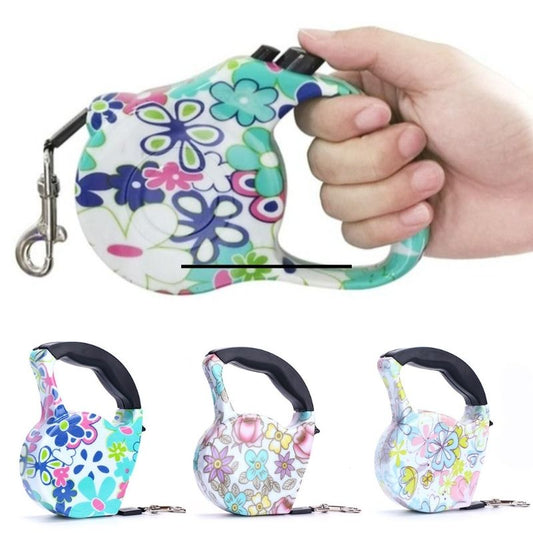 Flower Frenzy Retractable Dog Leash – 5M Stylish Floral Lead for Small & Medium Dogs