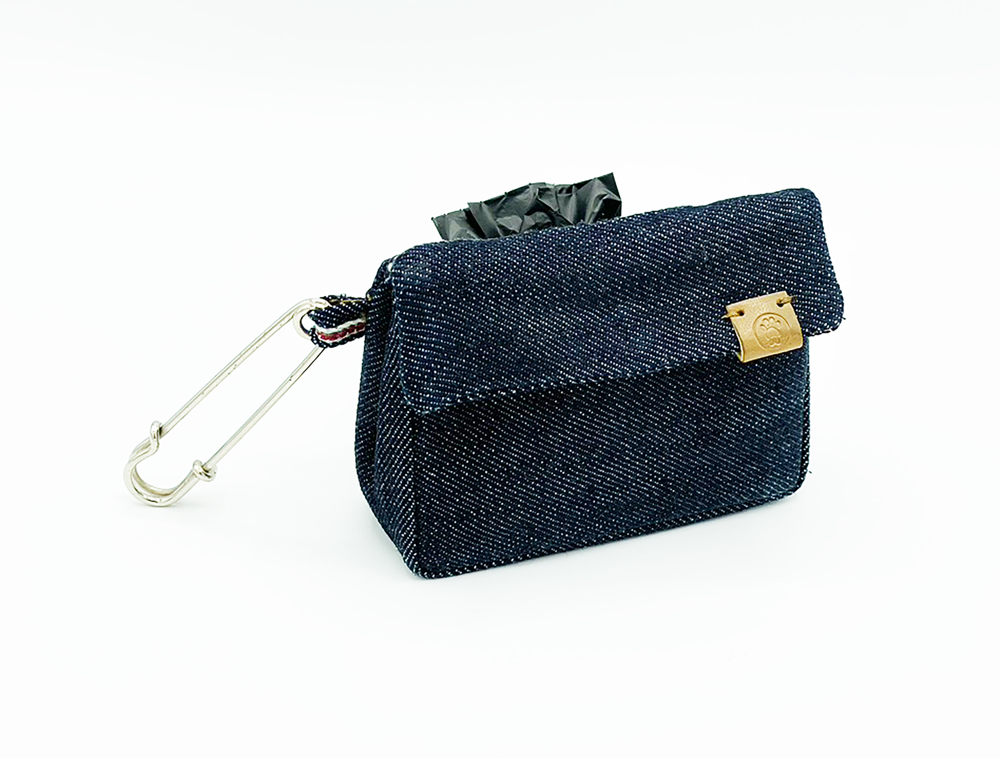 Bailey Waste Bag Dispenser with Card Holder – Compact Denim Dog Poop Bag Holder & Essentials Pouch