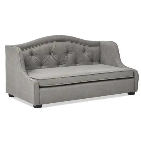 Robin 35" Tufted Wingback Pet Sofa Bed | Gray Stain-Resistant Dog & Cat Lounge