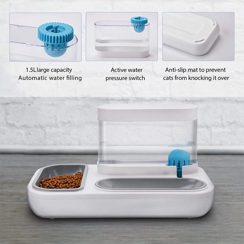 EasyFeed 3-in-1 Stylish Pet Bowls with Automatic Water Dispenser (1.5L)