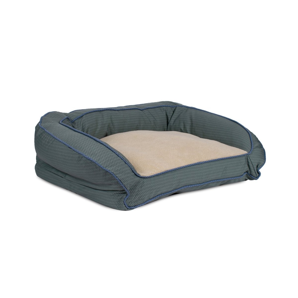 GreenDog Bolster Bed – Checkered Wave | Eco-Friendly Recycled Polyester Dog Bed with Sherpa & Washable Cover