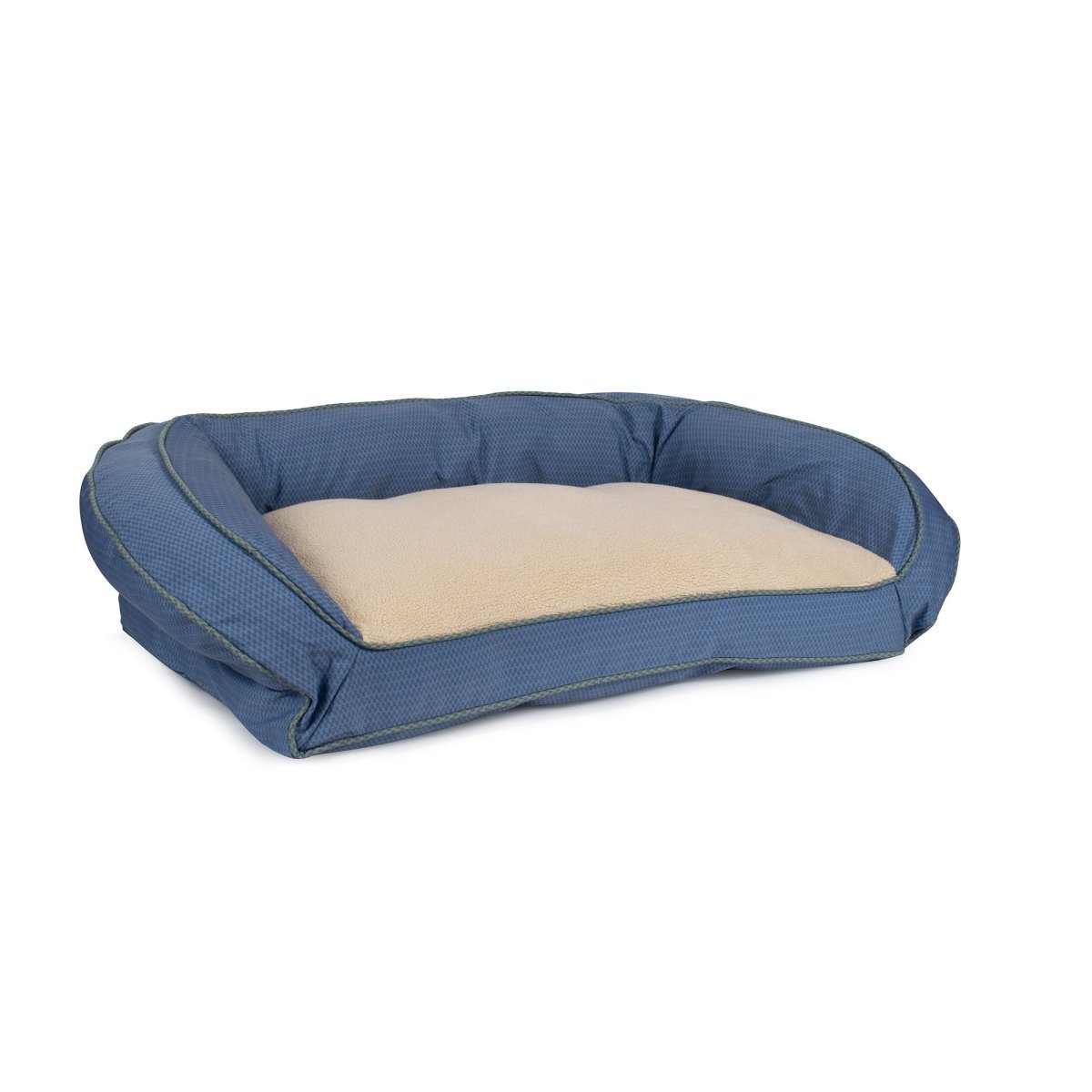 GreenDog Bolster Bed – Checkered Wave | Eco-Friendly Recycled Polyester Dog Bed with Sherpa & Washable Cover