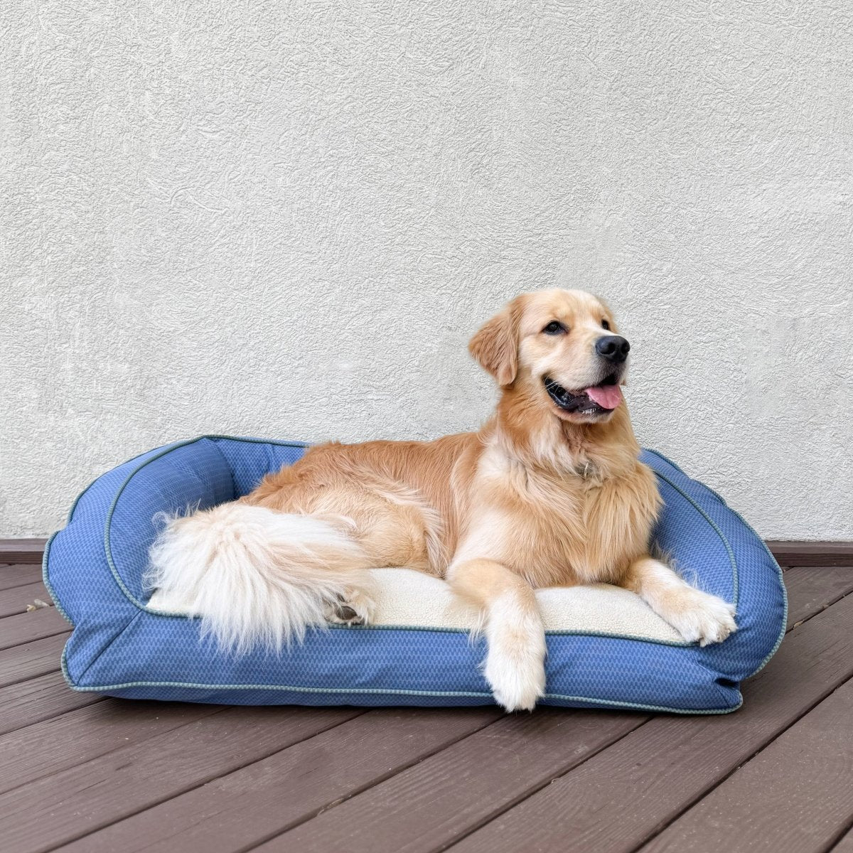 GreenDog Bolster Bed – Checkered Wave | Eco-Friendly Recycled Polyester Dog Bed with Sherpa & Washable Cover