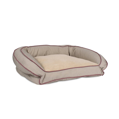 GreenDog Bolster Bed – Checkered Wave | Eco-Friendly Recycled Polyester Dog Bed with Sherpa & Washable Cover