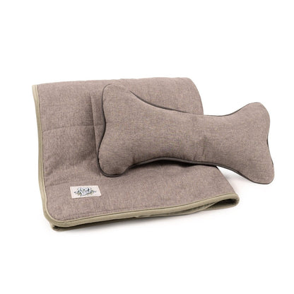 GreenDog Bone Pillow – Luxe Neutral | Plush Recycled Fabric Snuggle Toy for Cats & Dogs