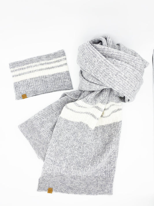 Heather Grey Cashmere-Blend Scarf Set – Matching Pet & Human Twinning Scarves (90% Wool, 10% Cashmere)