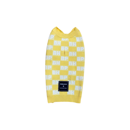 BP x BH Check Dog Sweater Vest – Recycled Knit, Streetwear-Inspired Pet Outfit (XS–XL)