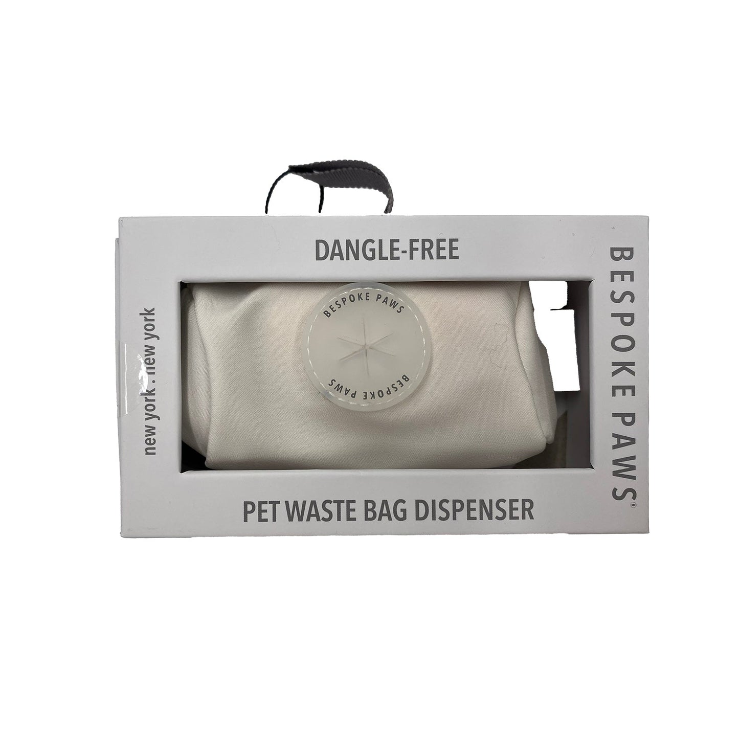 Pawsh Pouch Dangle-Free Dog Waste Bag Dispenser – Ivory Nylon & Vegan Leather Poop Bag Holder