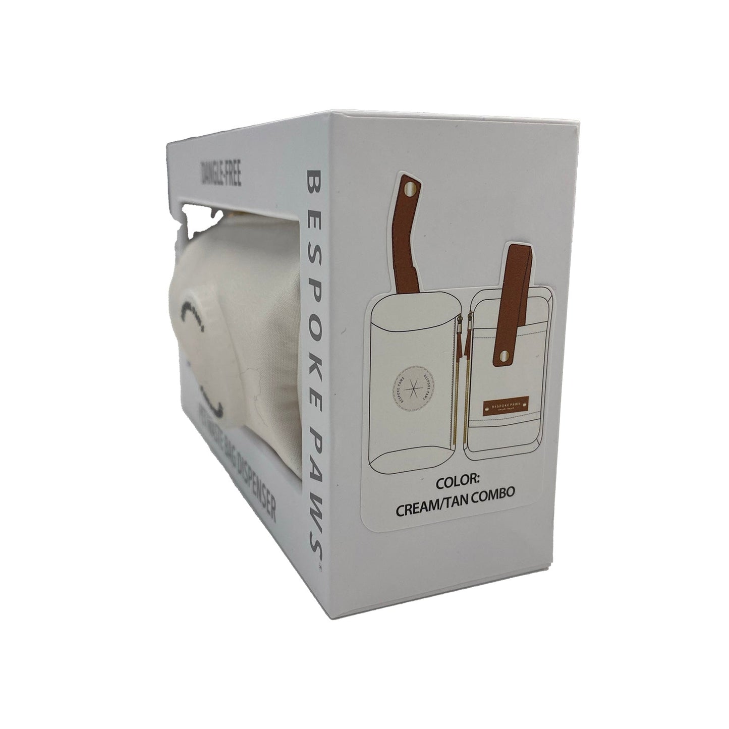 Pawsh Pouch Dangle-Free Dog Waste Bag Dispenser – Ivory Nylon & Vegan Leather Poop Bag Holder