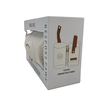 Pawsh Pouch Dangle-Free Dog Waste Bag Dispenser – Ivory Nylon & Vegan Leather Poop Bag Holder