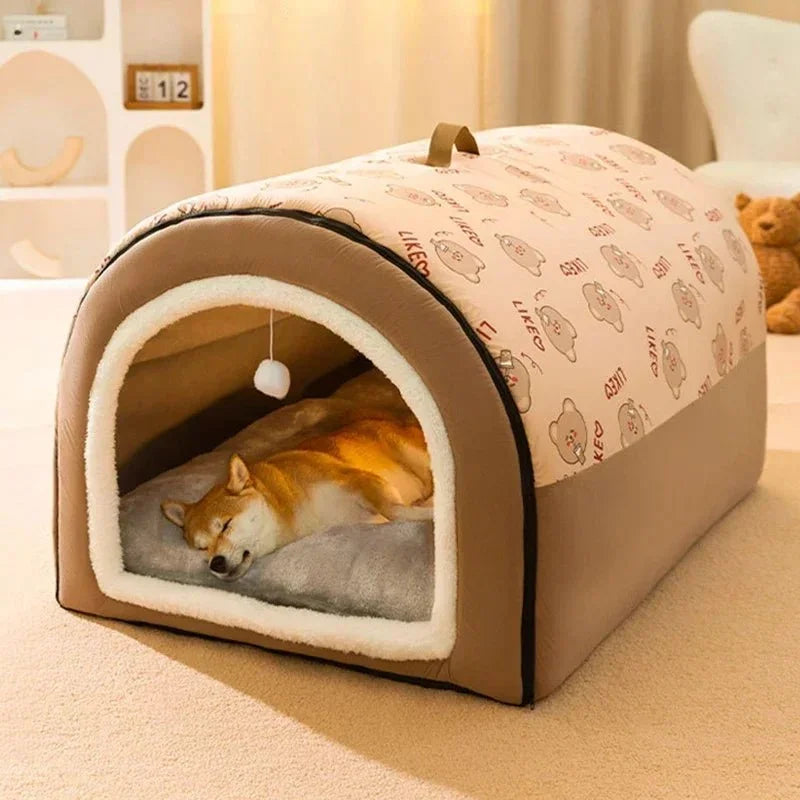 Winter Nest Pet Cave Haven | Cozy Anti-Anxiety Pet Bed with 360° Warmth