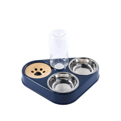 3-in-1 Pet Food Bowl with Automatic Water Feeder | Dual Bowl Feeding Station for Cats & Dogs