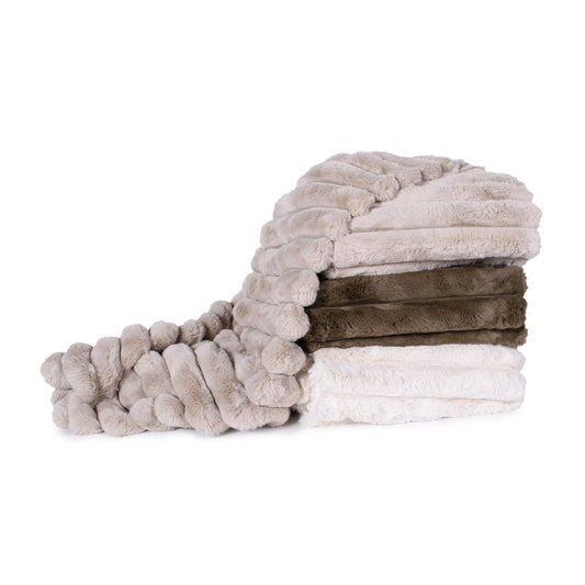 Lux Faux Fur Throw | Silky Channeled Blanket with Velvety Backing — OEKO-TEX® Certified & Machine Washable