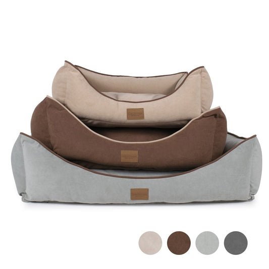 Microfiber Kuddle Lounge Dog Bed | Soft Tailored Bolster Bed with Recycled MemoryFiber™ & Washable Cover