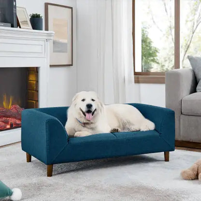 Pet Sofa with Backrest & Armrests | Modern Rectangular Dog Couch for Medium & Large Dogs