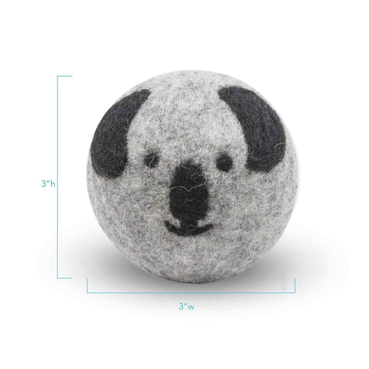 Natural Wool Koala Face Dog Toy | 2-Pack Handcrafted New Zealand Wool Balls