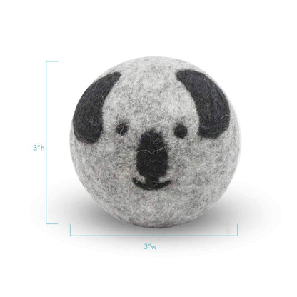 Natural Wool Koala Face Dog Toy | 2-Pack Handcrafted New Zealand Wool Balls