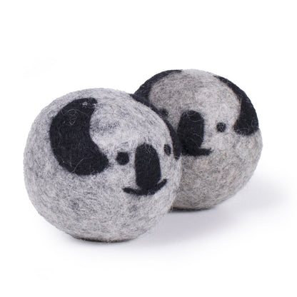 Natural Wool Koala Face Dog Toy | 2-Pack Handcrafted New Zealand Wool Balls