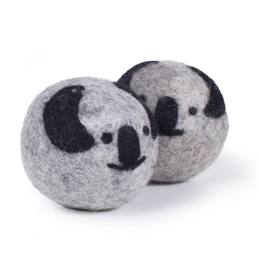 Natural Wool Koala Face Dog Toy | 2-Pack Handcrafted New Zealand Wool Balls