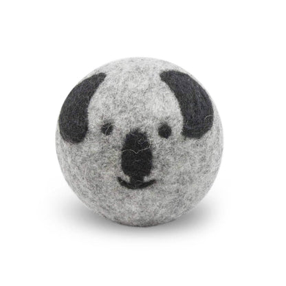 Natural Wool Koala Face Dog Toy | 2-Pack Handcrafted New Zealand Wool Balls