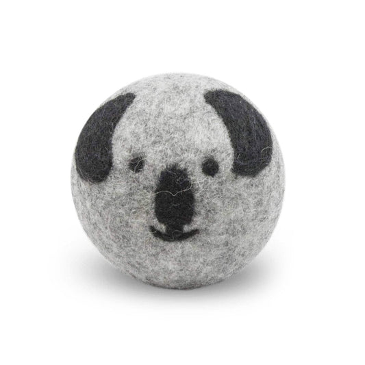 Natural Wool Koala Face Dog Toy | 2-Pack Handcrafted New Zealand Wool Balls
