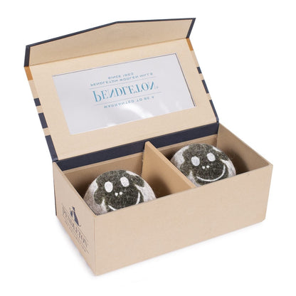 Natural Wool Sheep Face Dog Toy | 2-Pack Handcrafted New Zealand Wool Balls in Gift Box