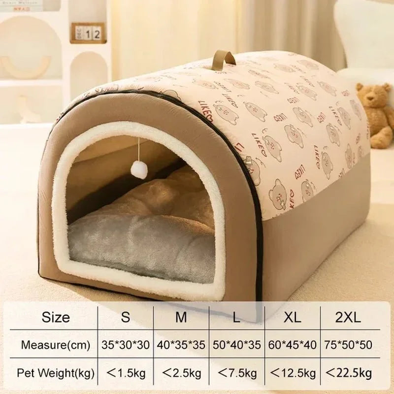 Winter Nest Pet Cave Haven | Cozy Anti-Anxiety Pet Bed with 360° Warmth