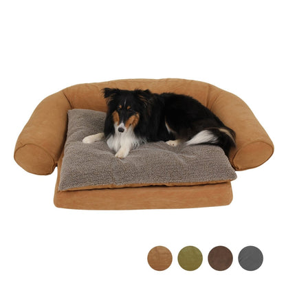 Orthopedic Sleeper Comfort Couch Dog Bed | 3" Medical-Grade Foam with Built-In Bolsters & Washable Cover