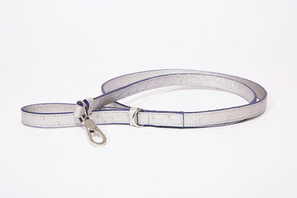 Small Metallic Ostrich Dog Leash – Lightweight Luxury Leash with Leather Trim (5/8" x 47")