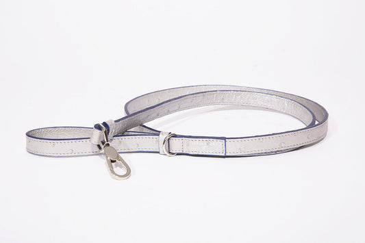 Small Metallic Ostrich Dog Leash – Lightweight Luxury Leash with Leather Trim (5/8" x 47")