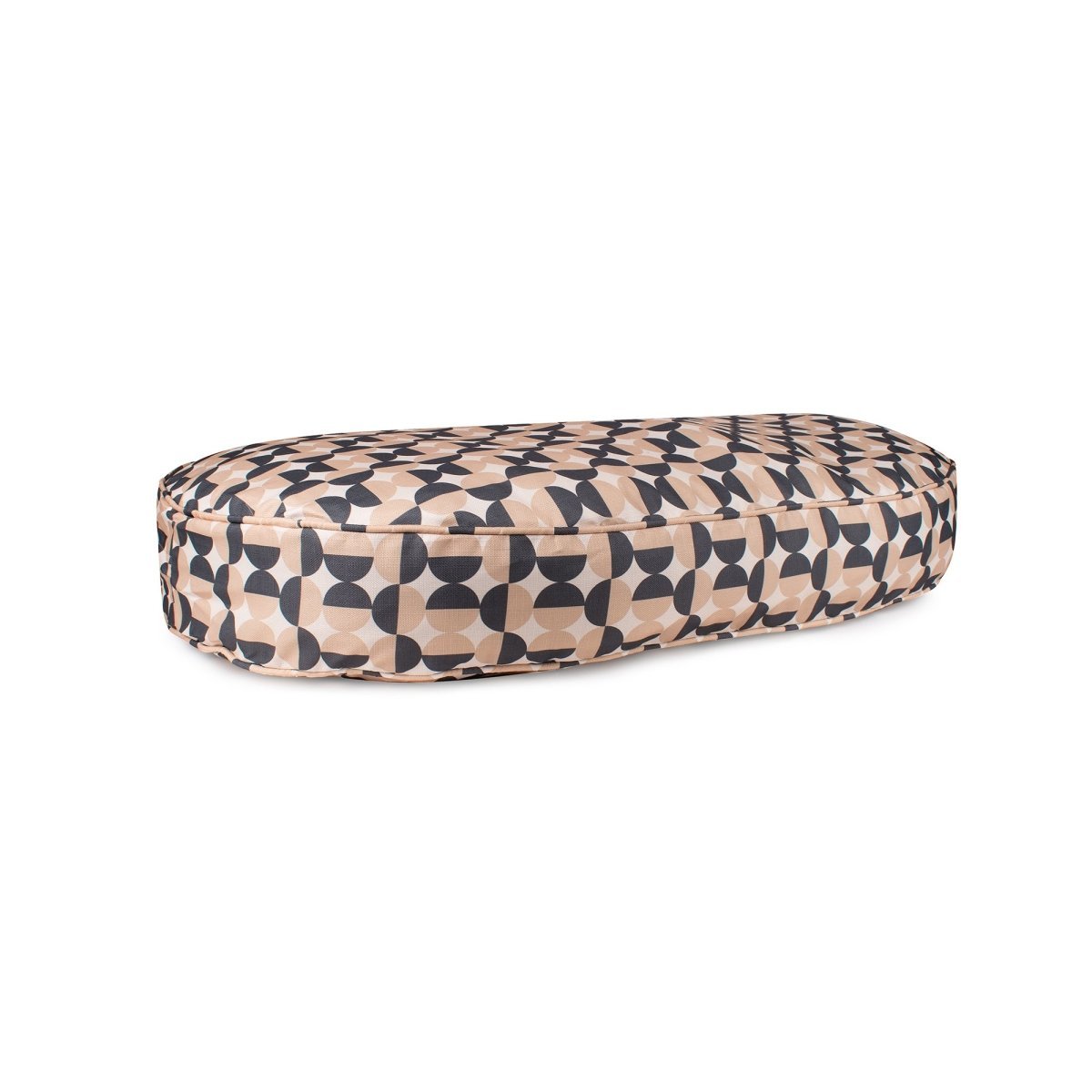 Oval Lounger Bed | Modern Geo Bolstered Dog Bed with Washable Cover & Plush Loft Fill