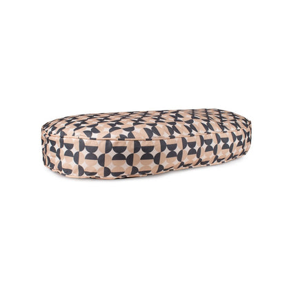 Oval Lounger Bed | Modern Geo Bolstered Dog Bed with Washable Cover & Plush Loft Fill